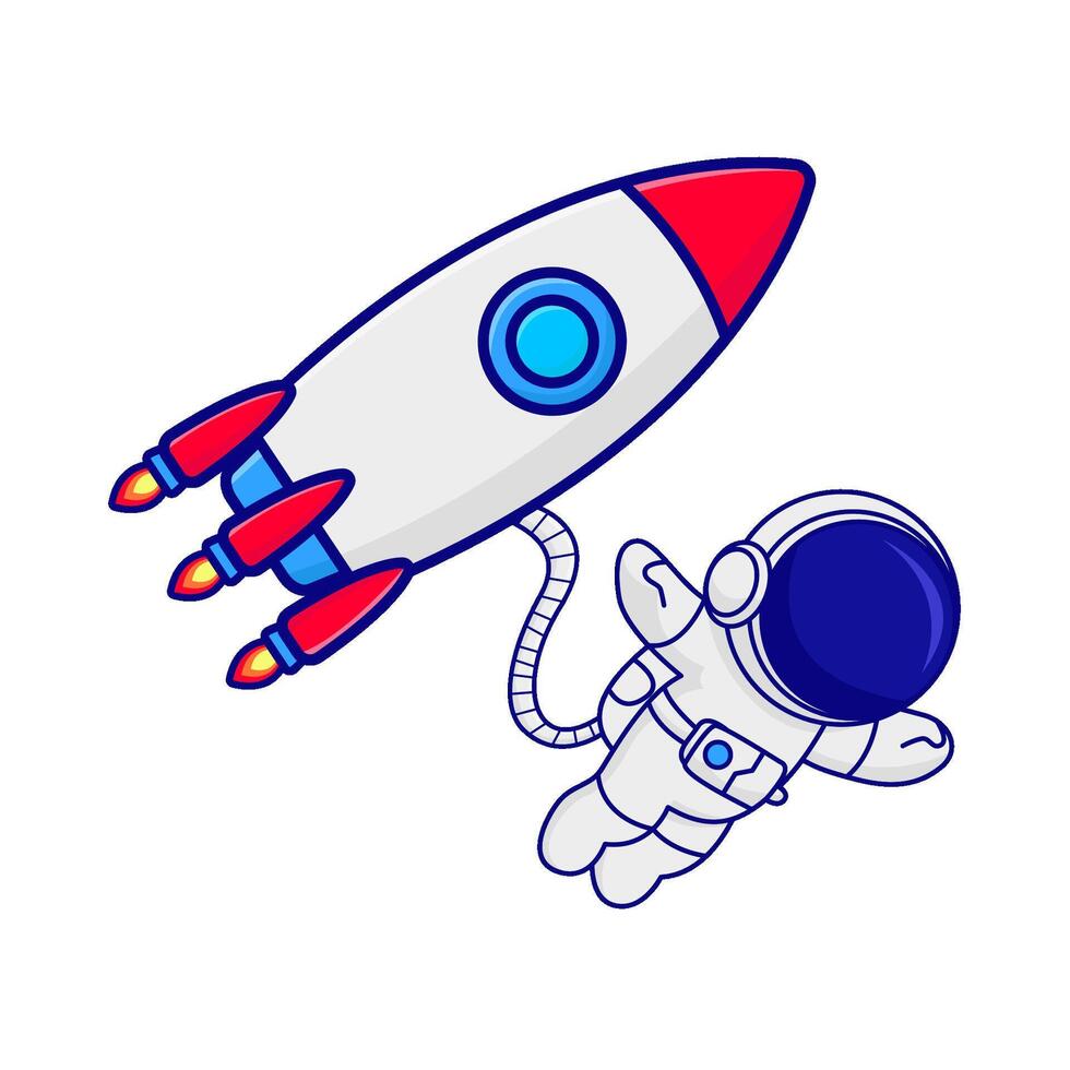 cohete con astronauta ilustración vector