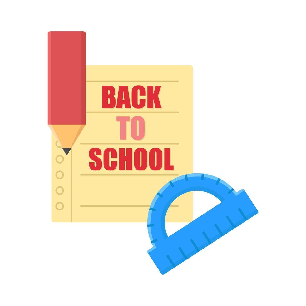 back to school text  in paper, arc with pencil illustration vector