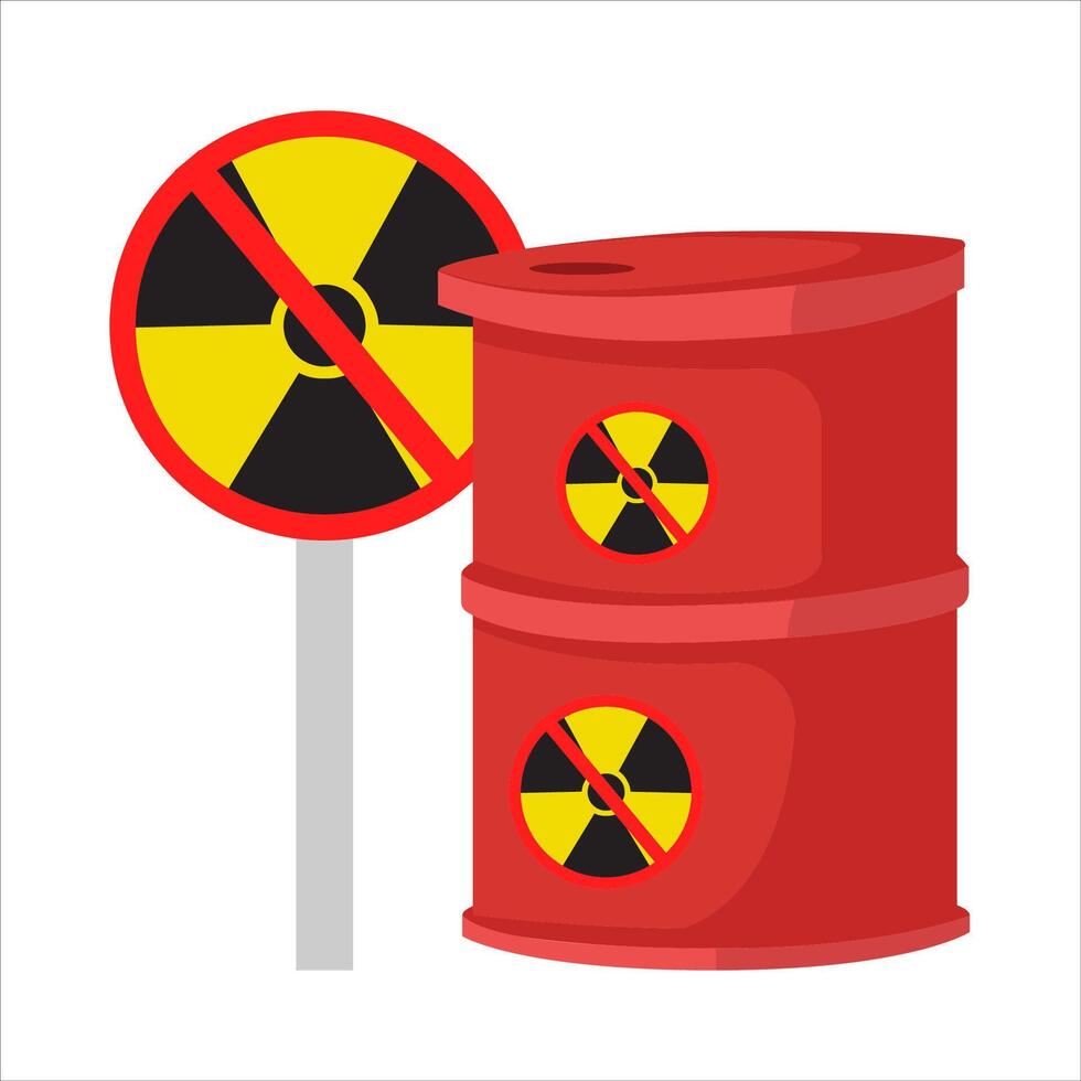 radiation in no sign board with no radiation in drum illustration vector