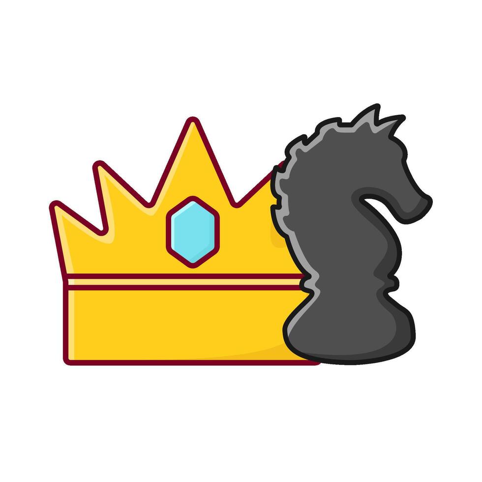 crown with knight chess illustration vector