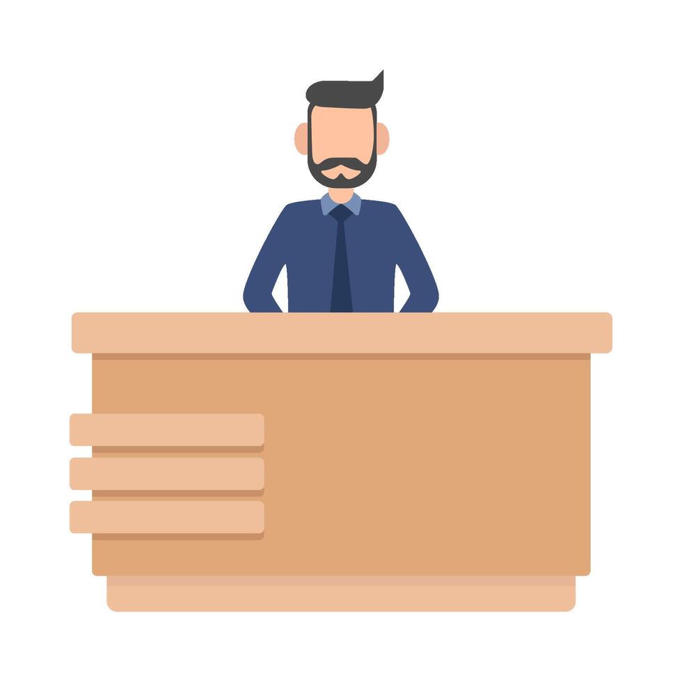 front desk  in table work illustration vector