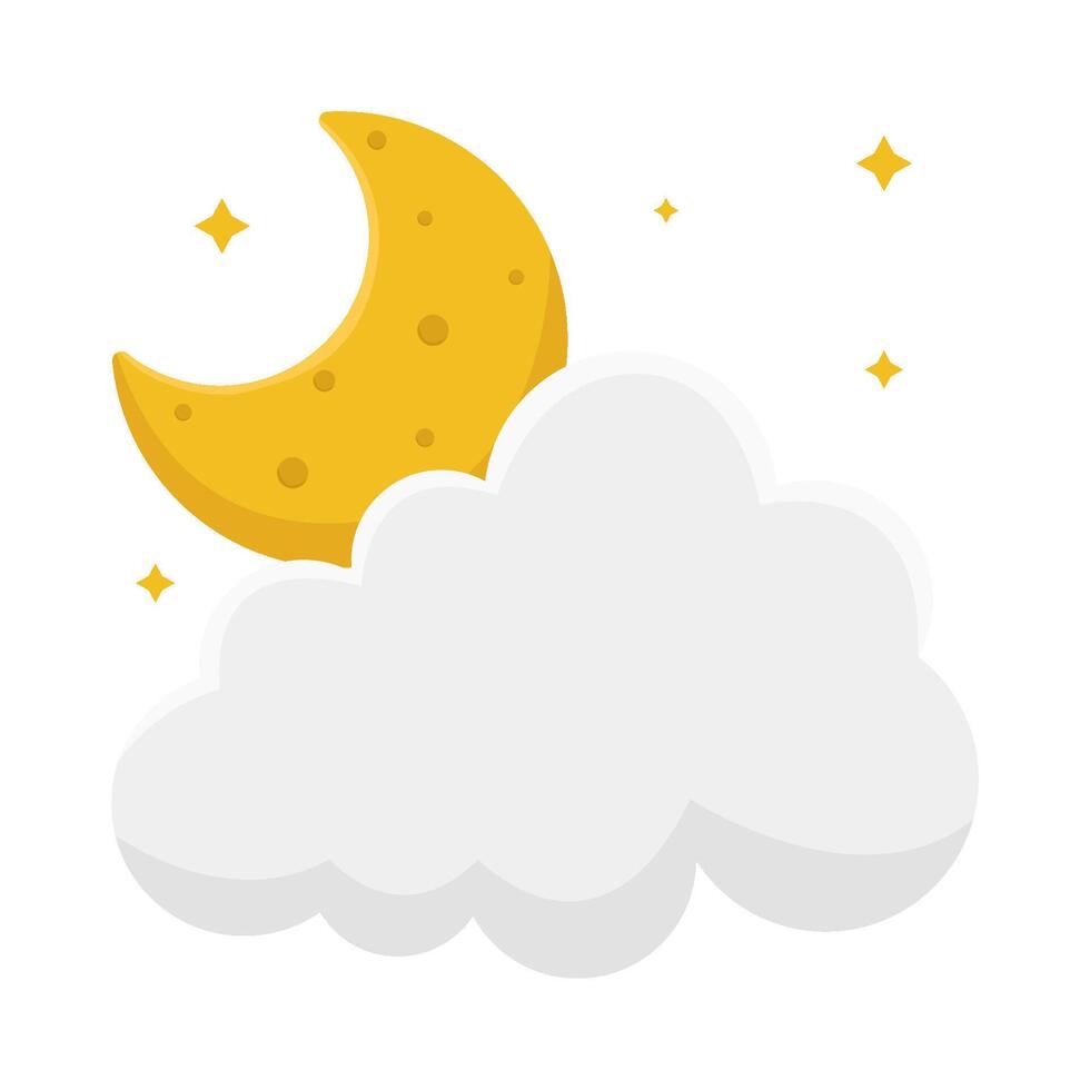 moon cloud with sparkle illustration vector
