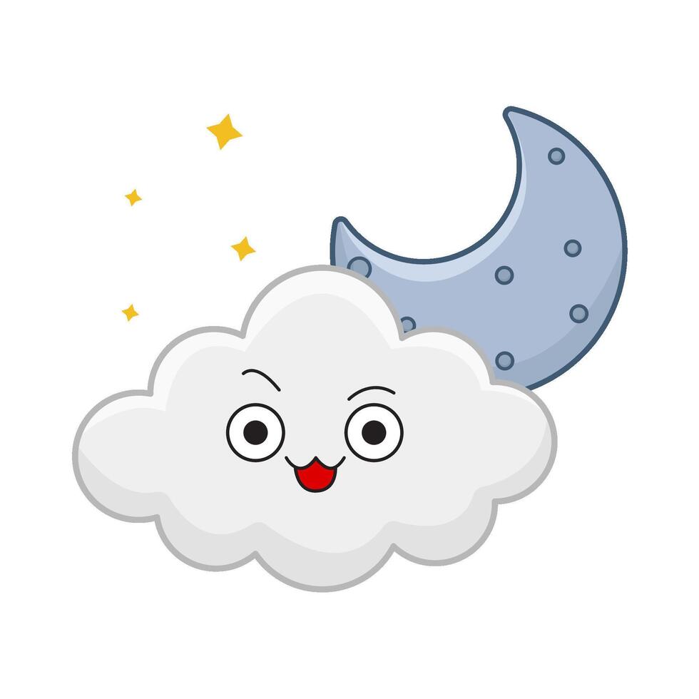 Luna nube con brillar ilustración vector