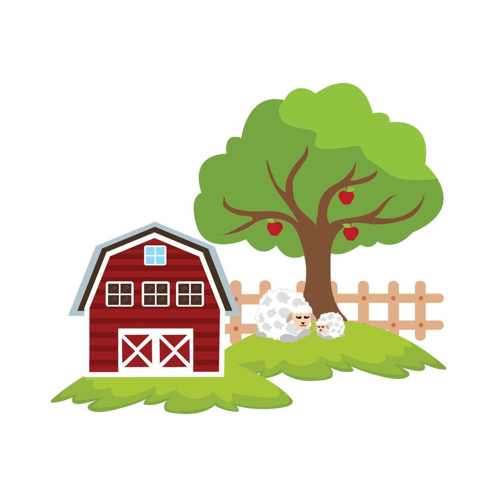 Illustration of sheep in the garden vector