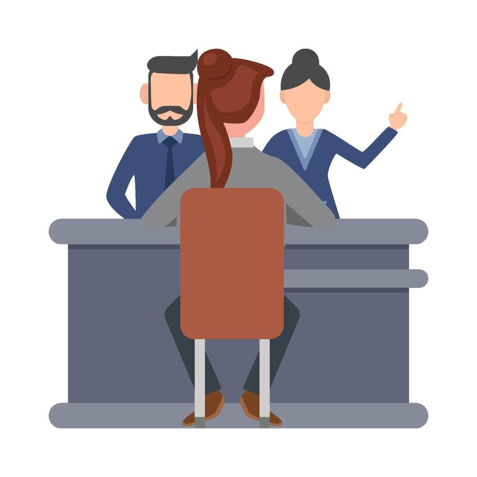 front desk women with man serve customers vector