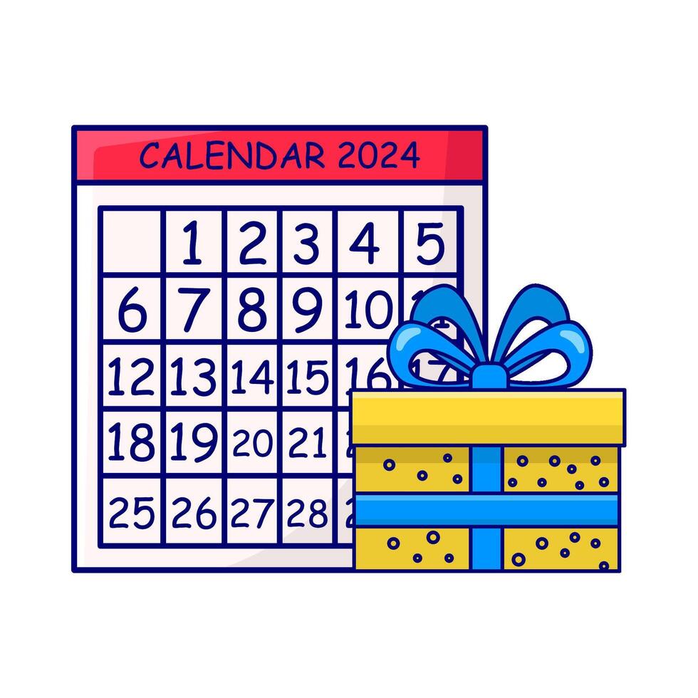 calendar with gift box illustration vector