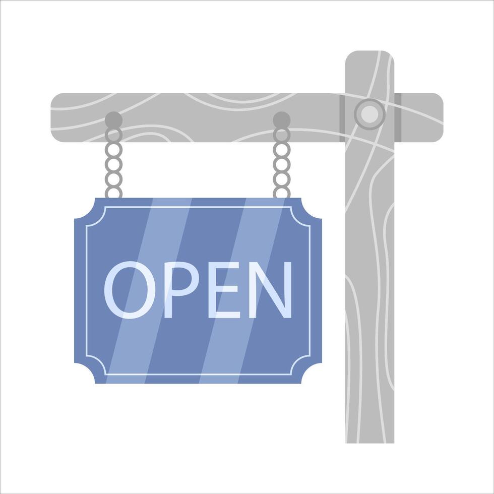 open in sign board  hanging illustration vector