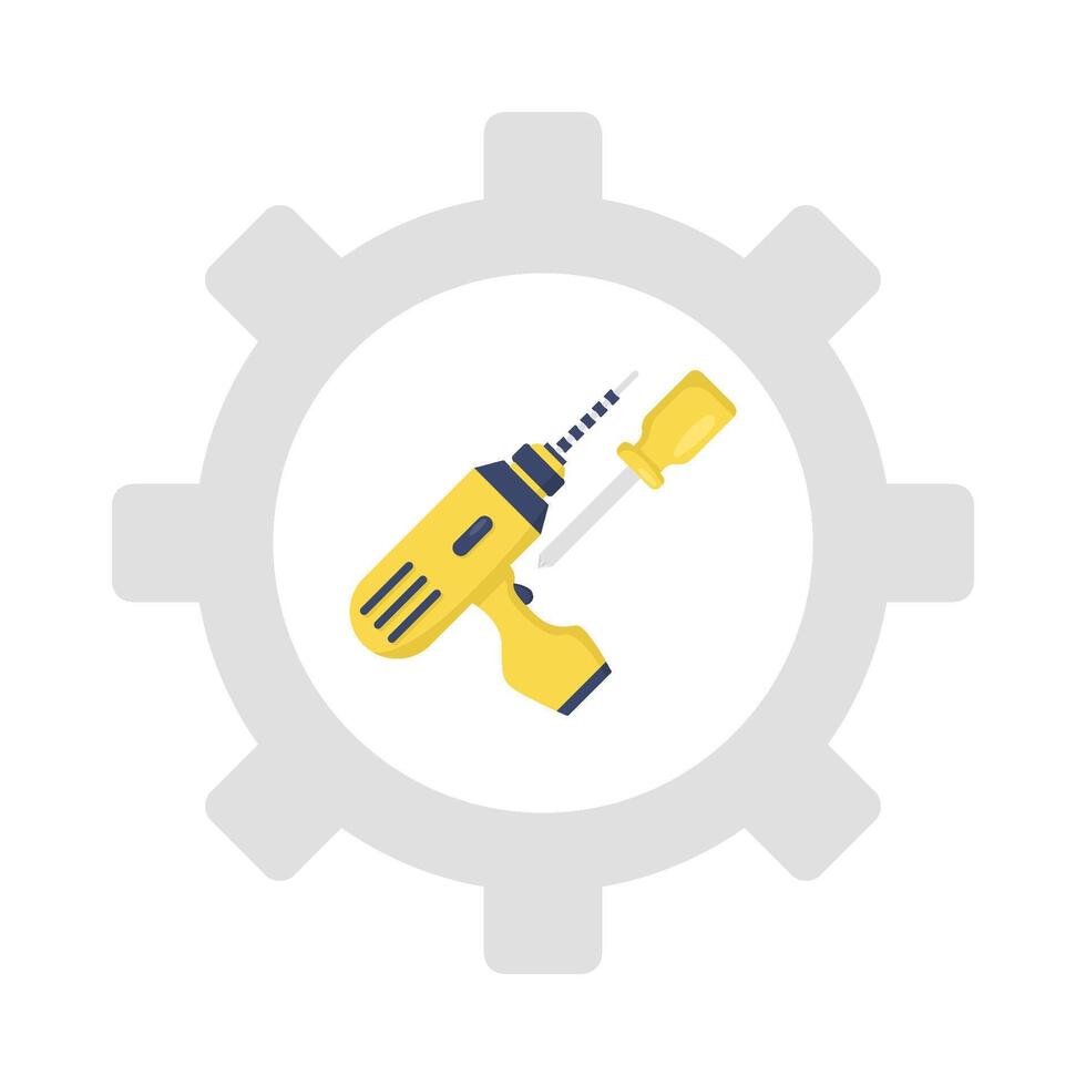 drill with screwdriver in setting illustration vector