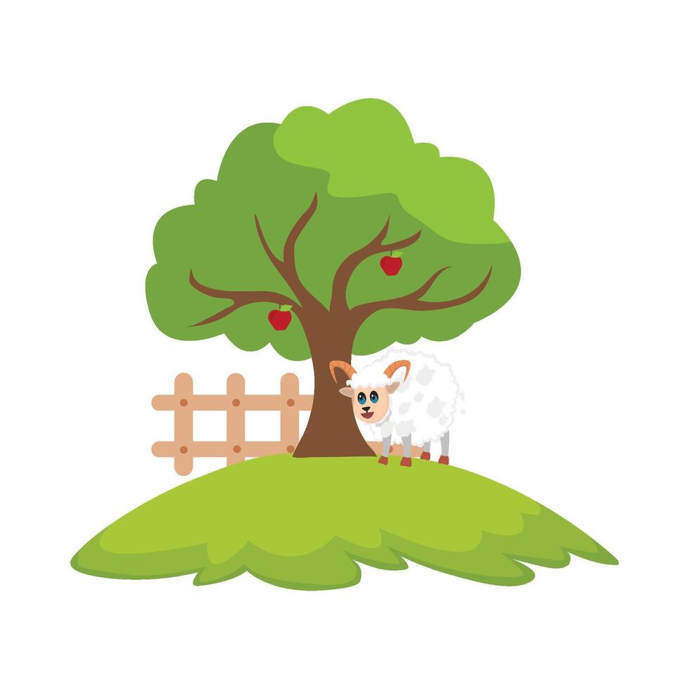 Illustration of sheep in the garden vector