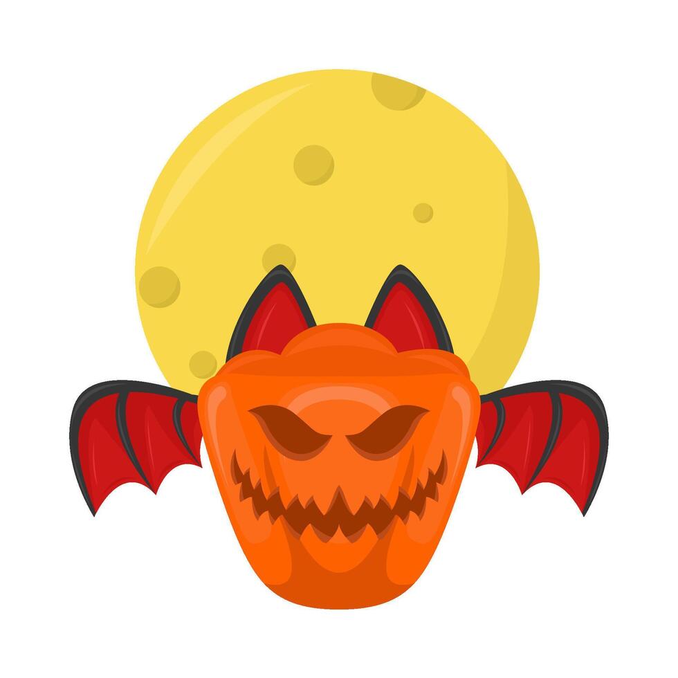 pumpkin halloween with full moon illustration vector