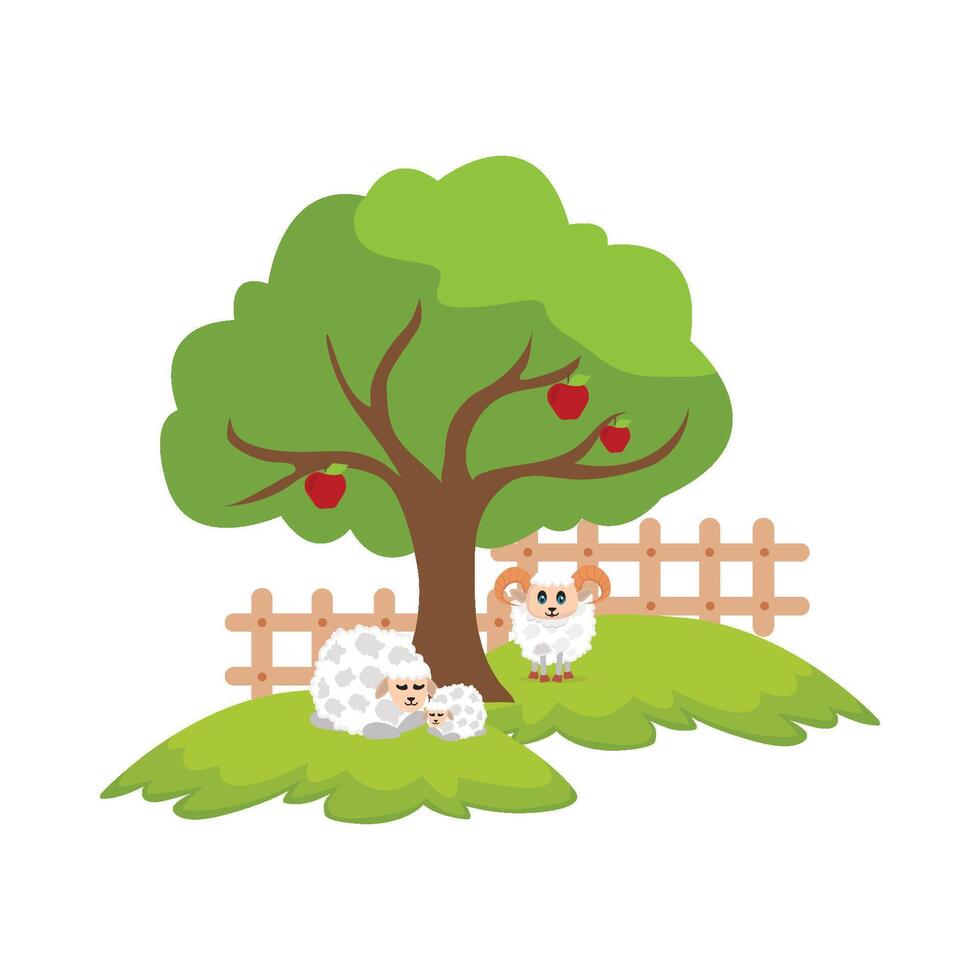 Illustration of sheep in the garden vector
