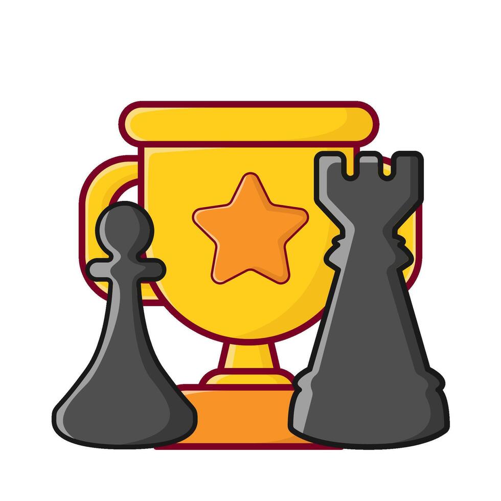 trophy, pawn chess with rook chess illustration vector