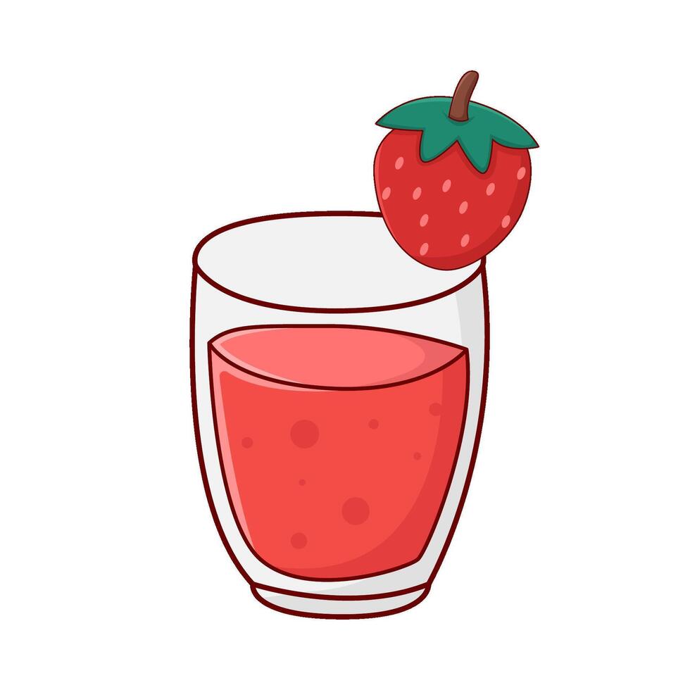 glass strawberry juice with strawberry illustration vector