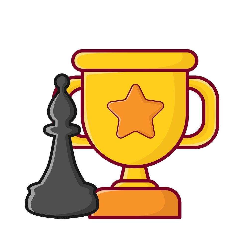 trophy with bishop chess illustration vector