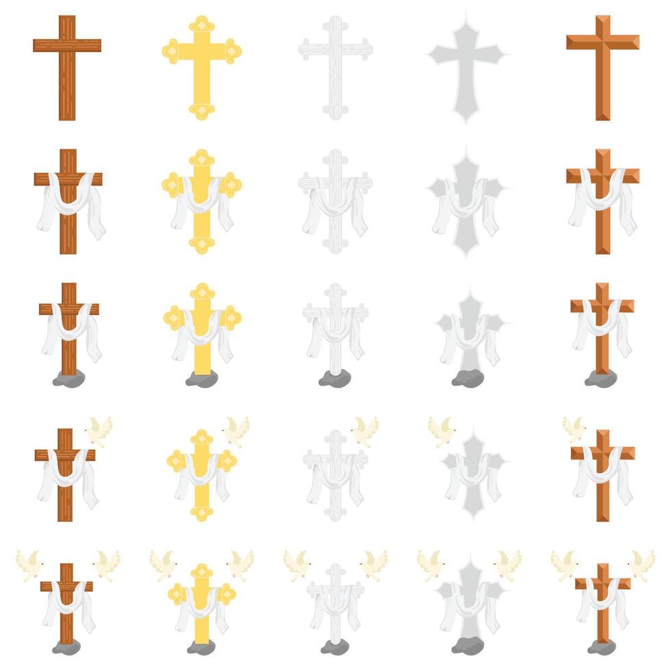 christian cross religious pack  illustration vector