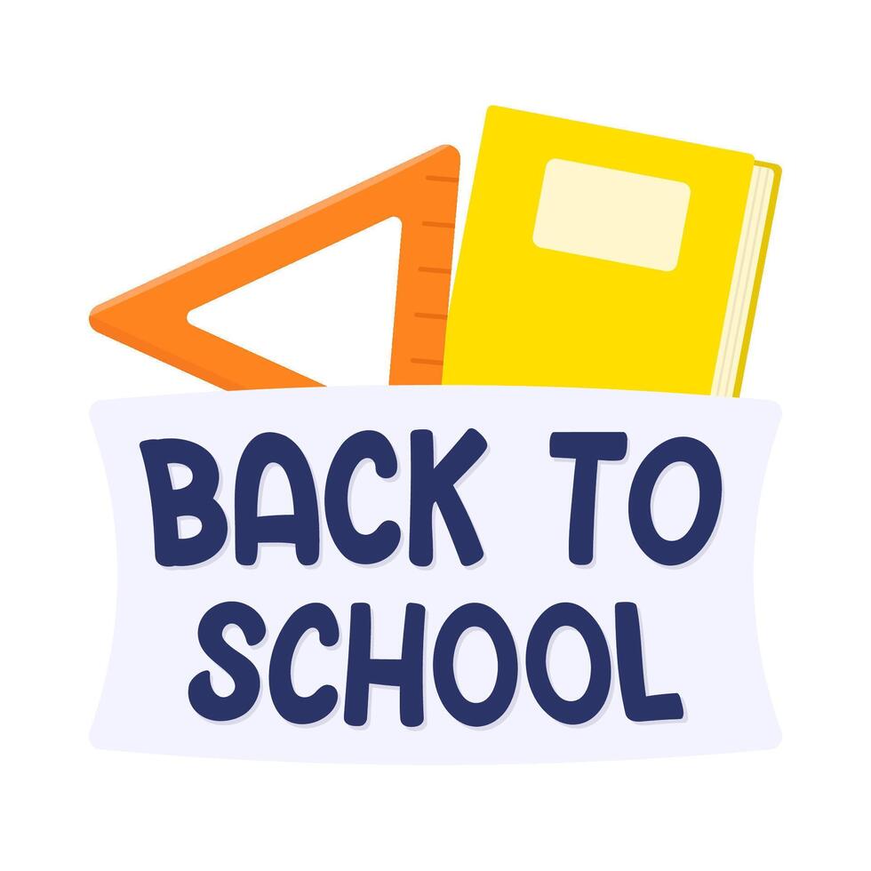 back to school text with stationary illustration vector