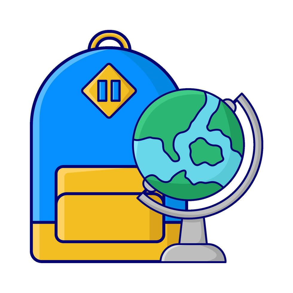 backpack school with globe illustration vector