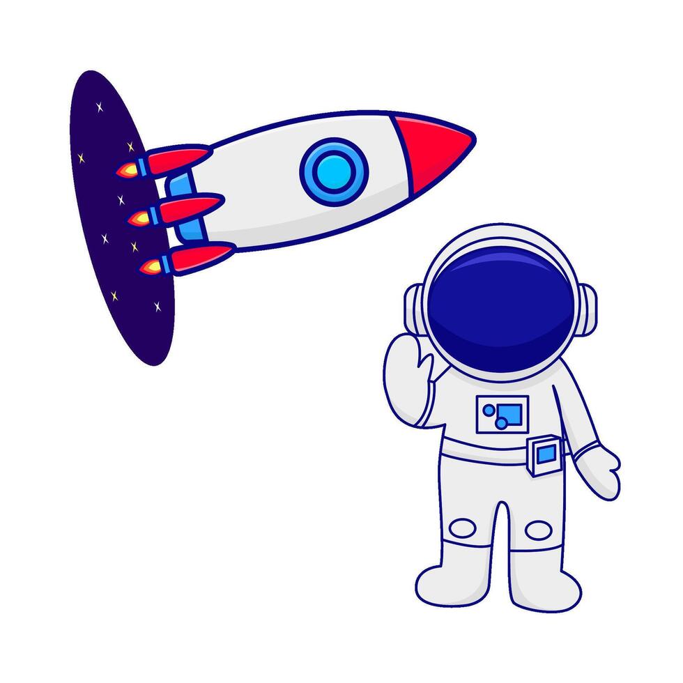 cohete con astronauta ilustración vector