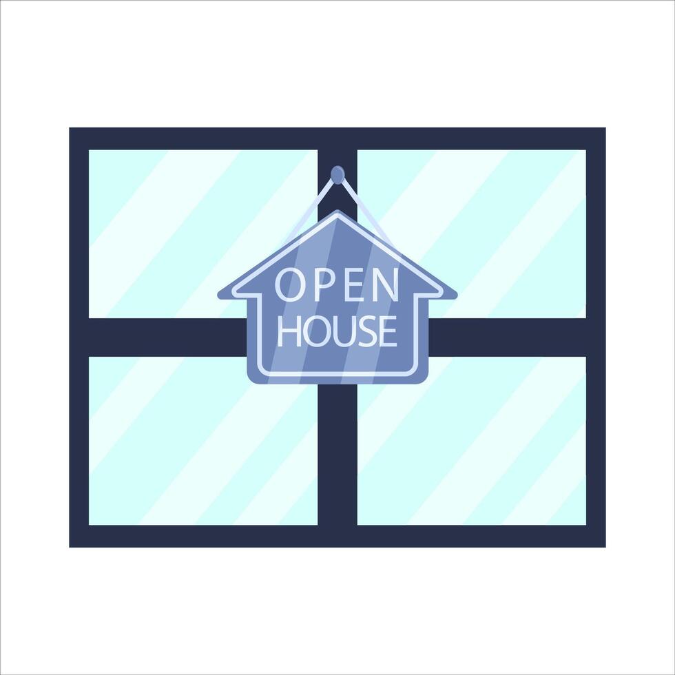 open house hanging with in door illustration vector