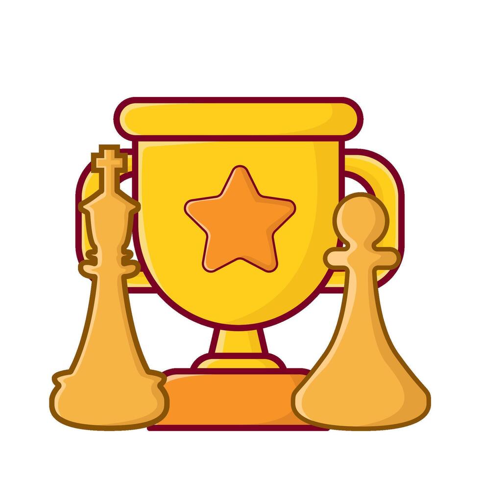 trophy, king chess with pawn chess illustration vector