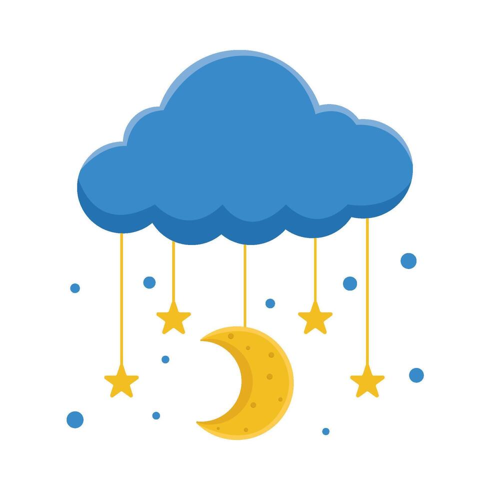 moon with star in cloud illustration vector