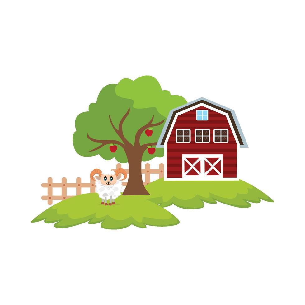 Illustration of sheep in the garden vector