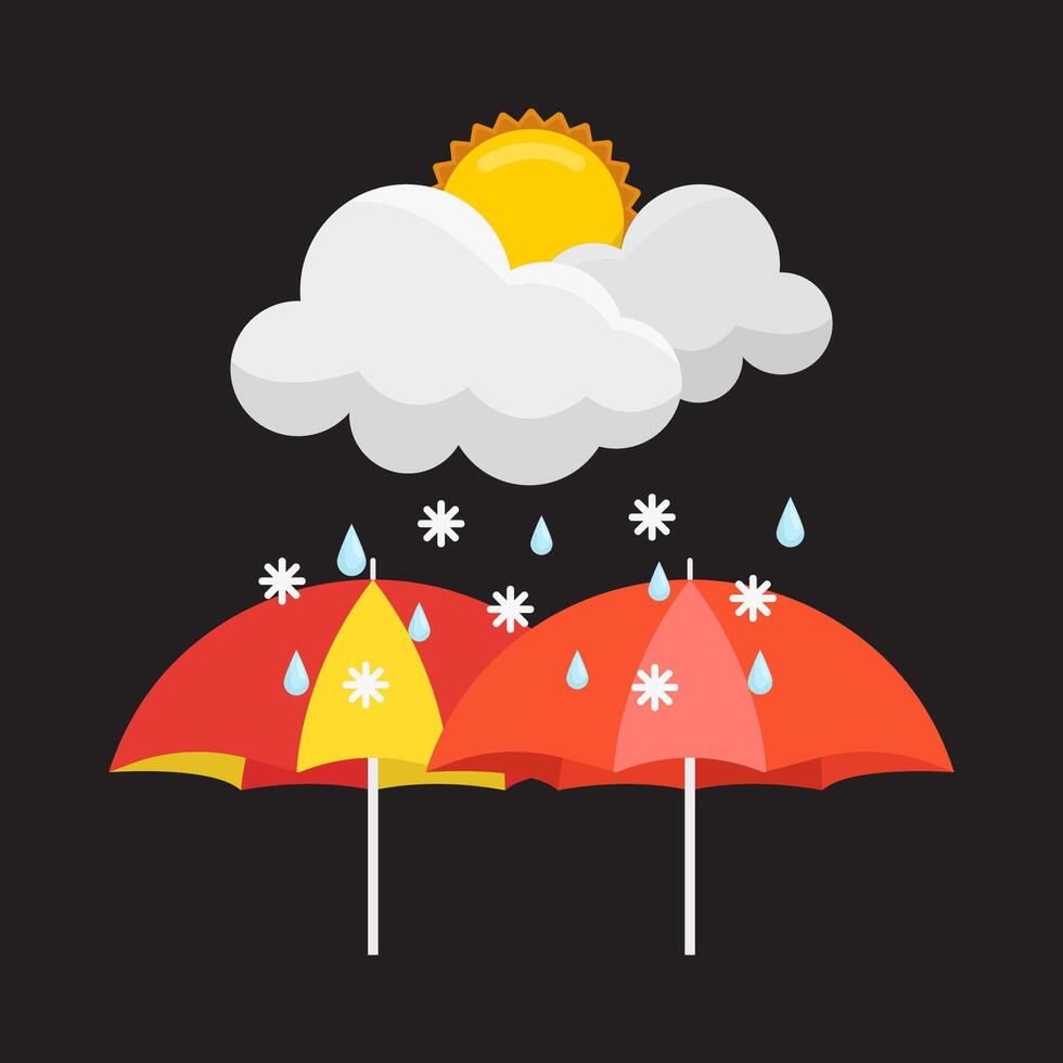 lluvia verano con paraguas ilustración vector