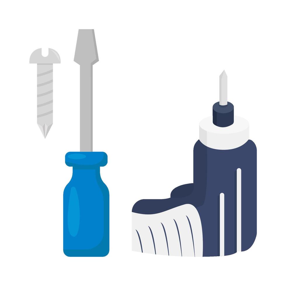 drill, screwdriver with bolt illustration vector