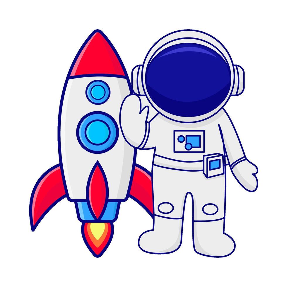 cohete con astronauta ilustración vector