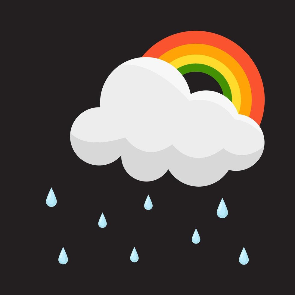 rainbow with rain illustration vector