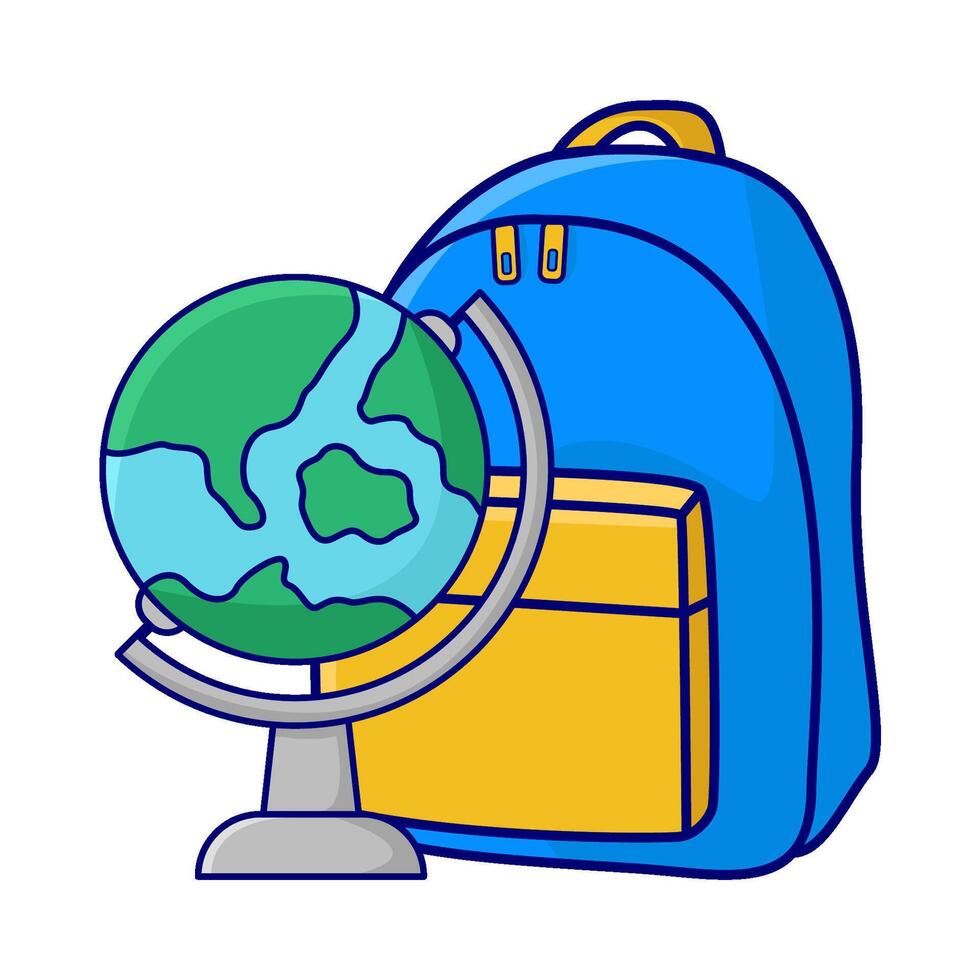 backpack school with globe illustration vector