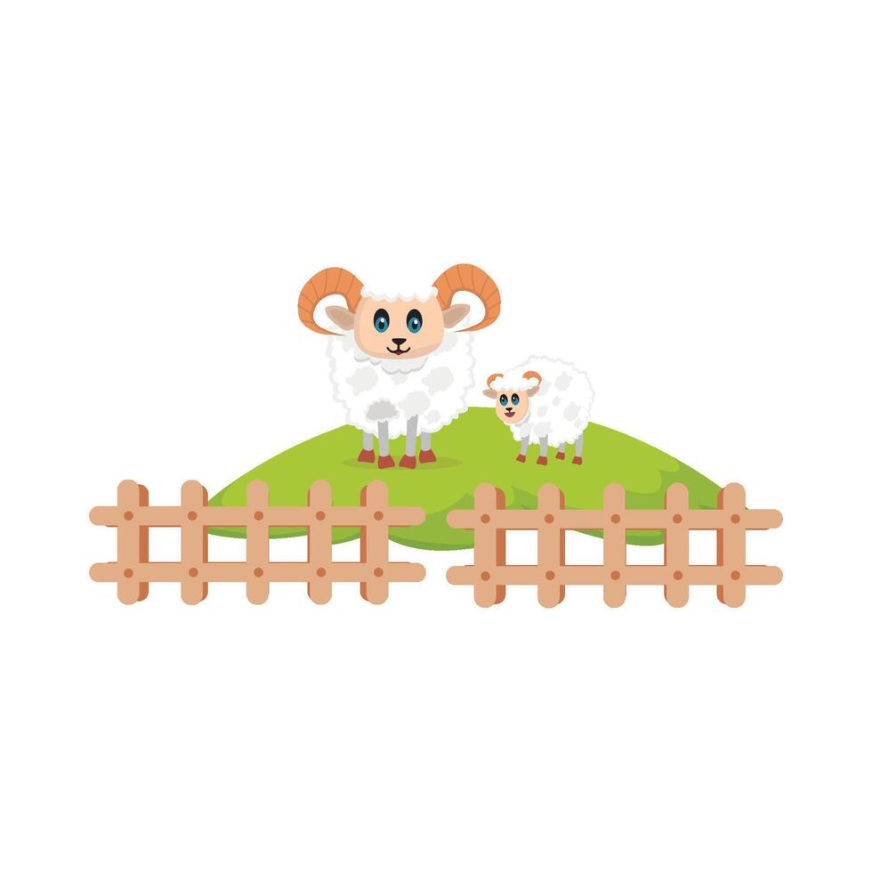 Illustration of sheep in the garden vector