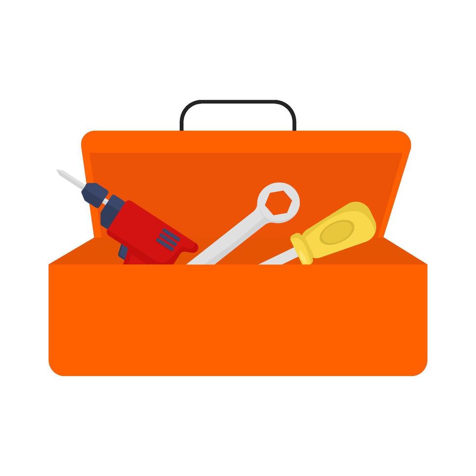 construction tools in box  illustration vector