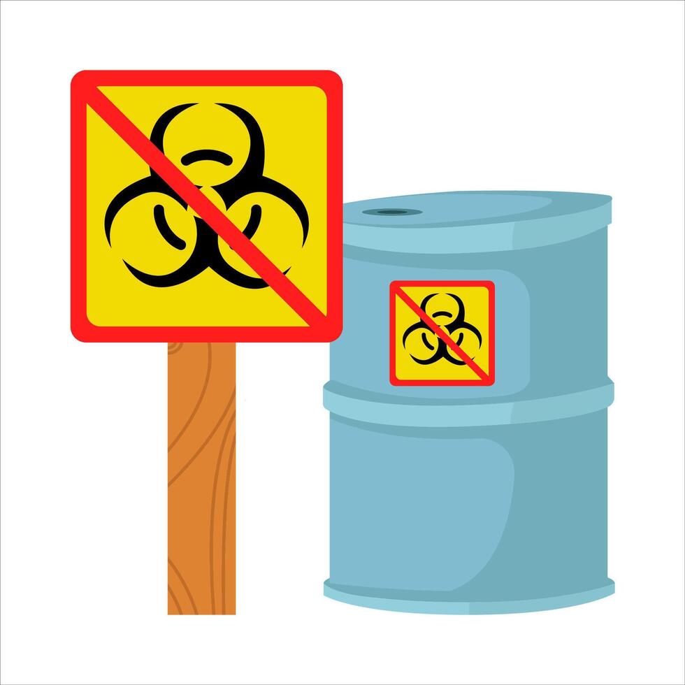 radiation in no sign board with radiation drum illustration vector