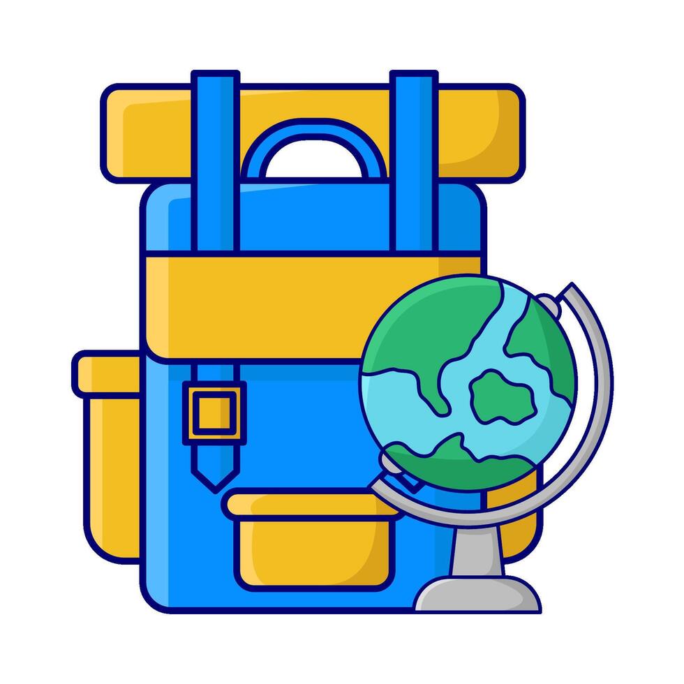 mochila colegio con globo ilustración vector