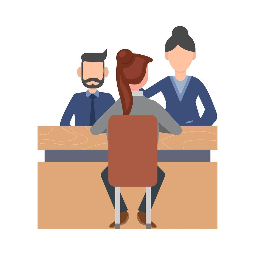 front desk women, man with customer illustration vector