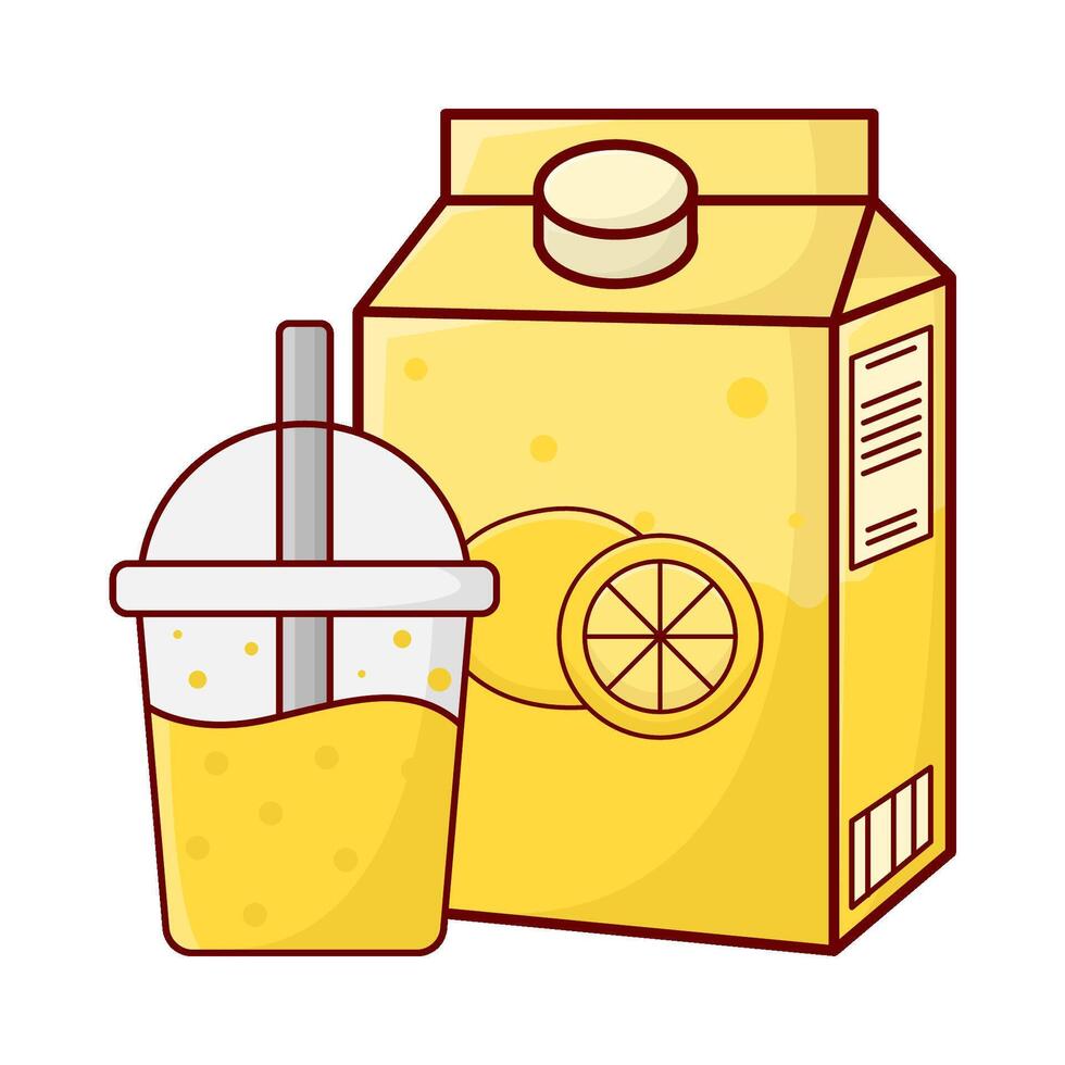 box lemon juice with cup lemon juice illustration vector