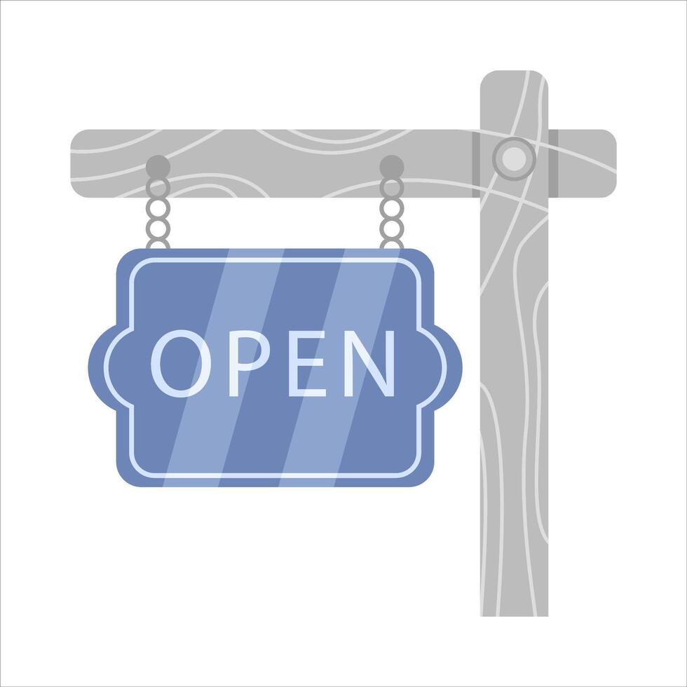 open in sign board  hanging illustration vector