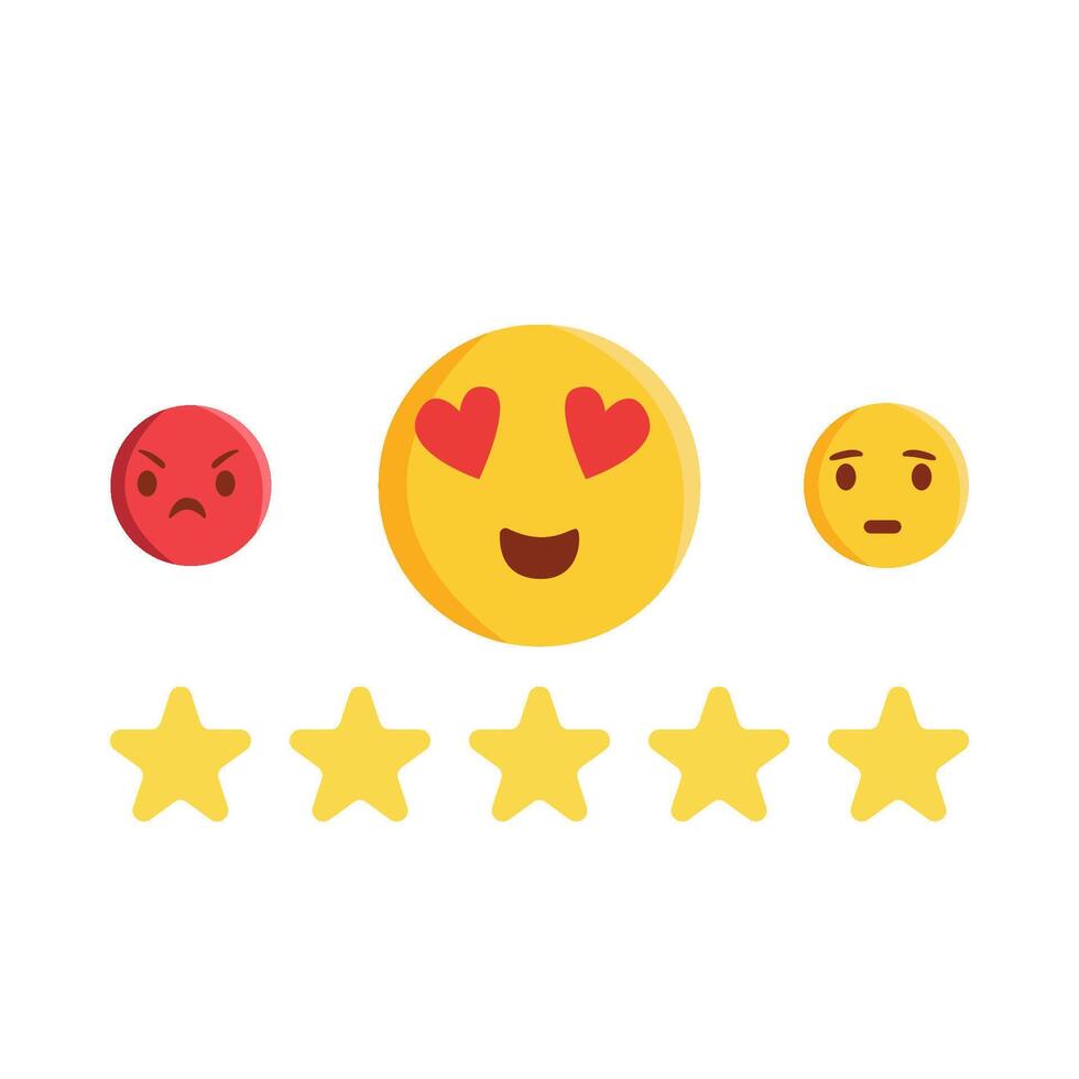 review star with emoji illustration vector