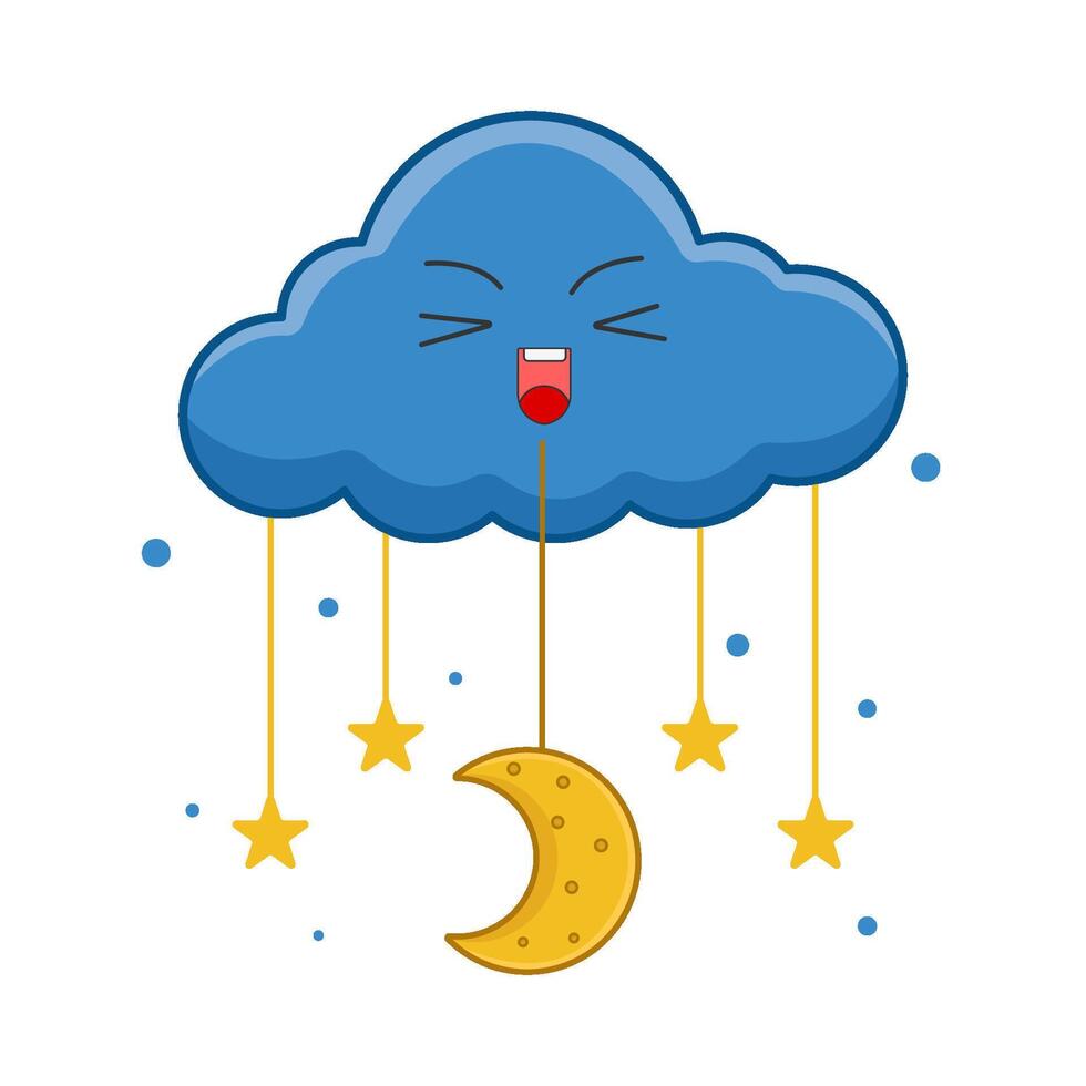 moon with star in cloud illustration vector