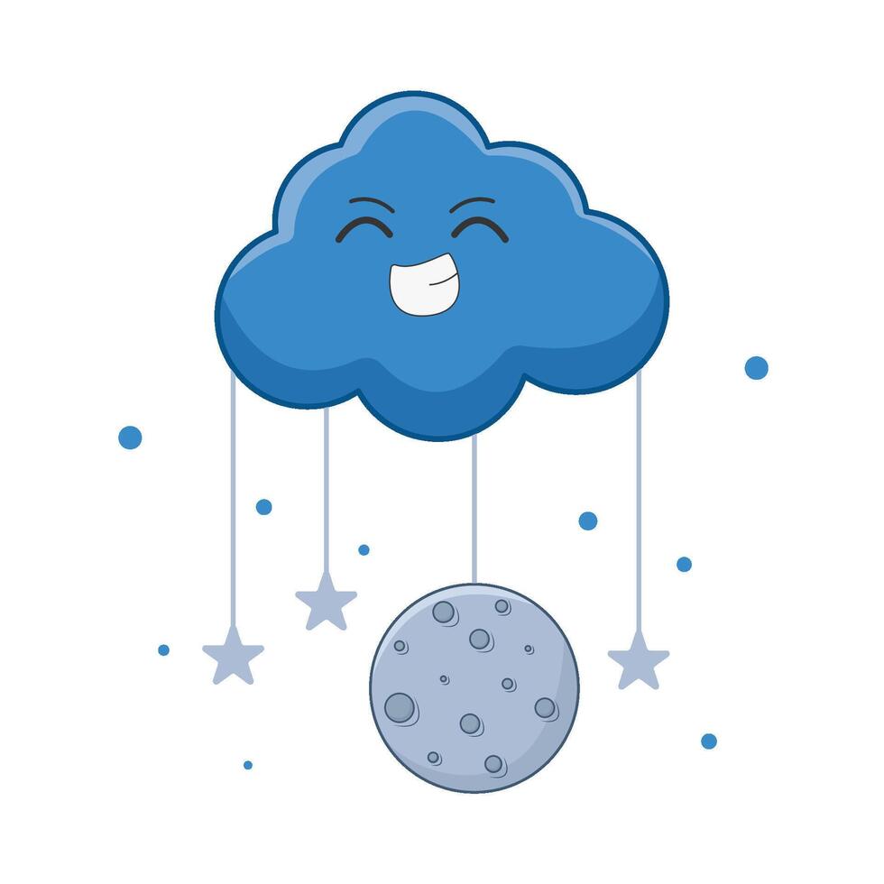 moon with star in cloud illustration vector