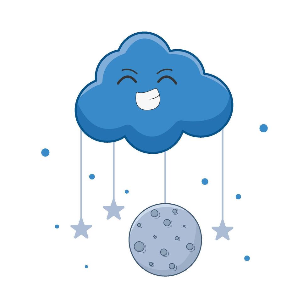 Luna con estrella en nube ilustración vector