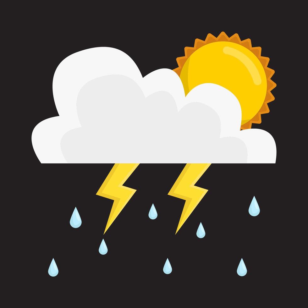 sun with cloud rain illustration vector