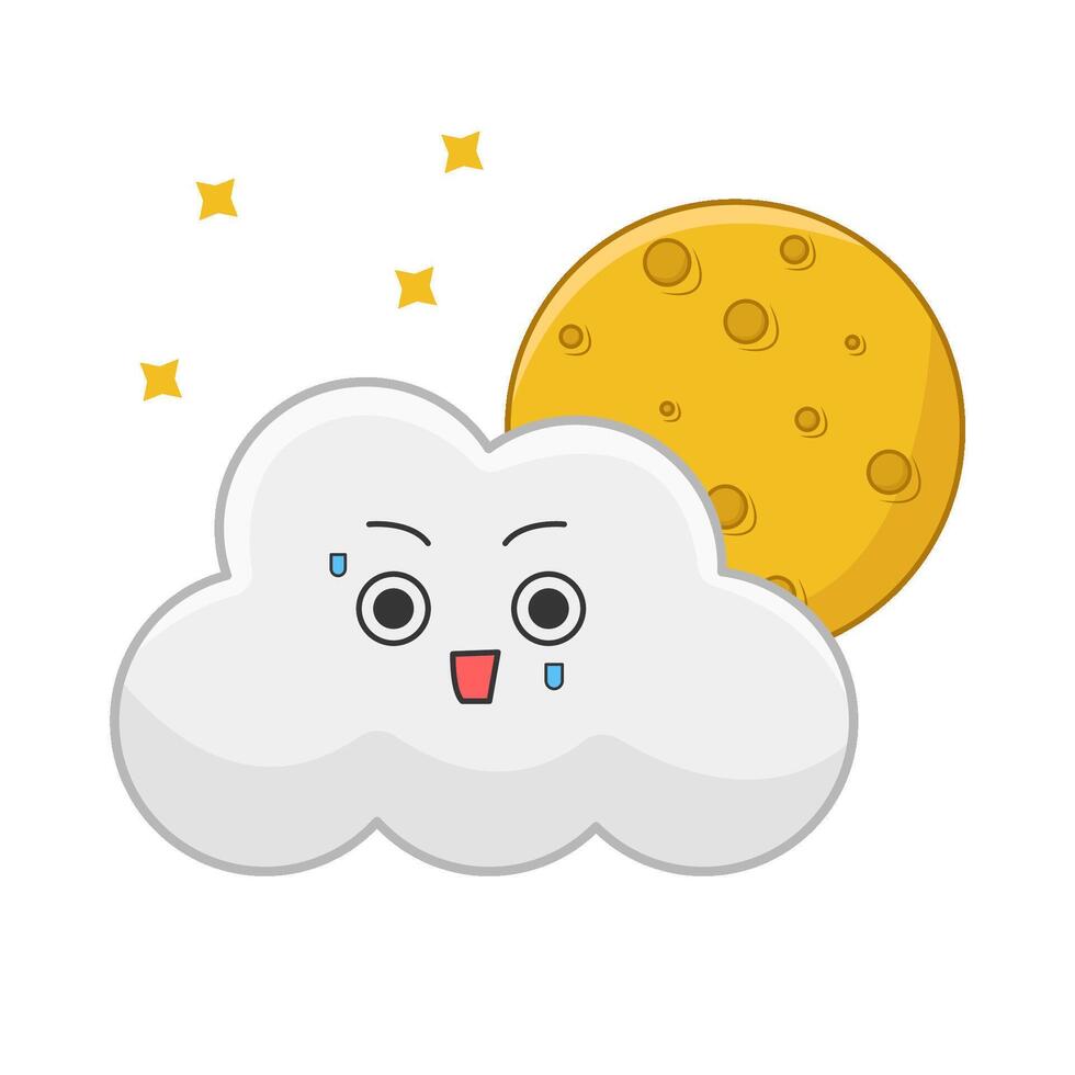 moon cloud with sparkle illustration vector