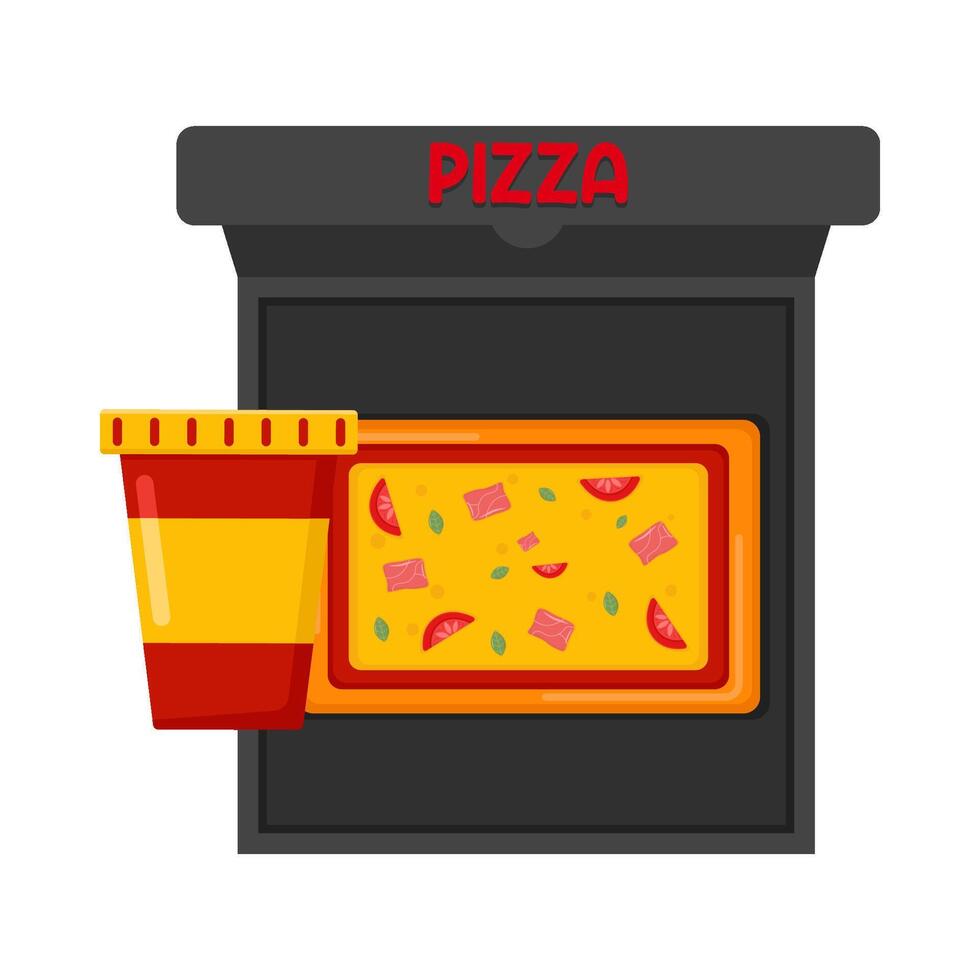 Illustration of pizza and soda vector