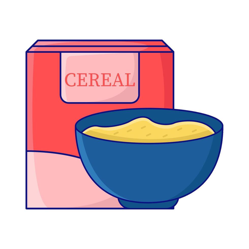 box cereal with cereal in bowl illustration vector