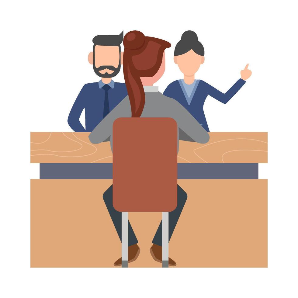 front desk man with women serve customers illustration vector