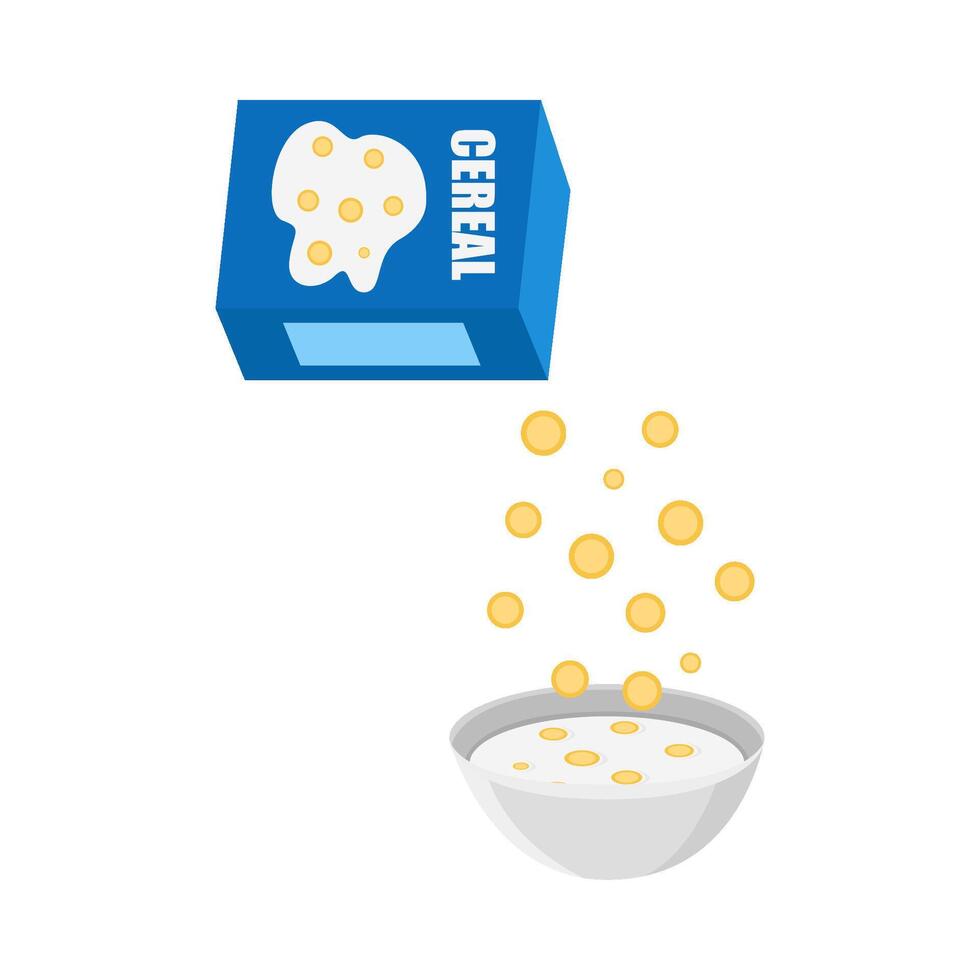 box cereal with cereal in bowl illustration vector