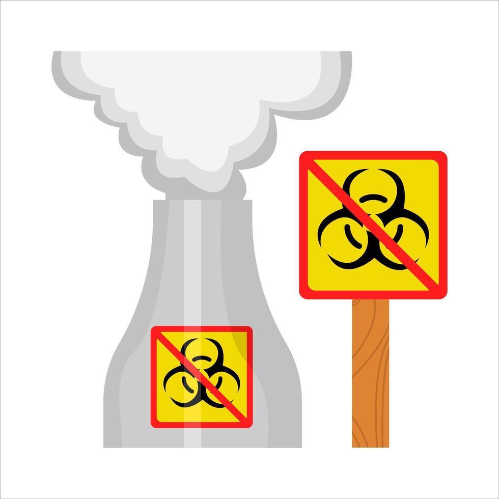 radiation in  no sign board with no radiation in chimney illustration vector