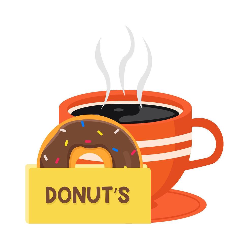 coffee drink with donuts illusration vector